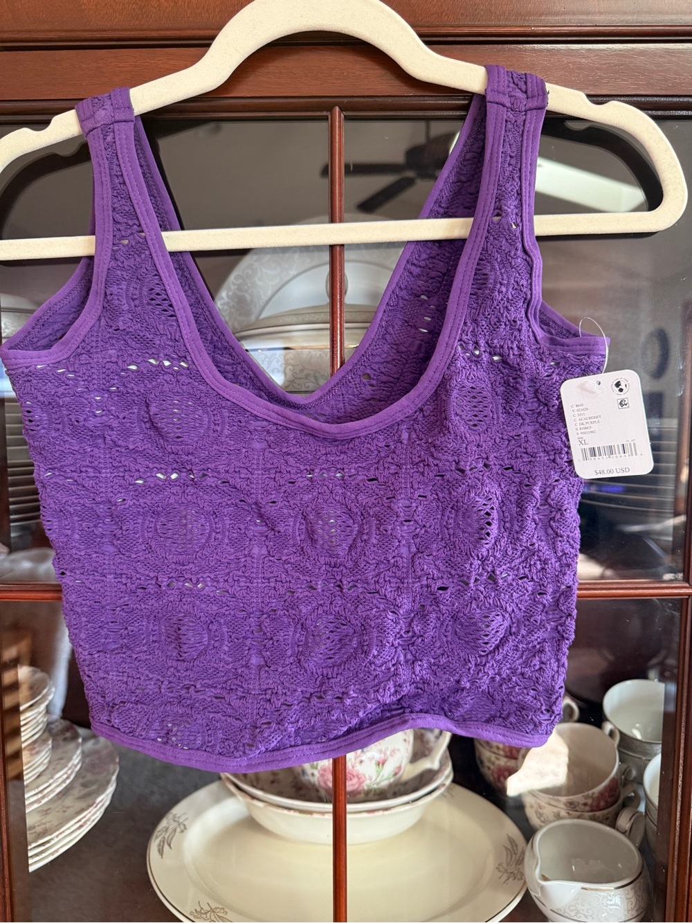FP Movement by Free People Purple Crochet Tank Top